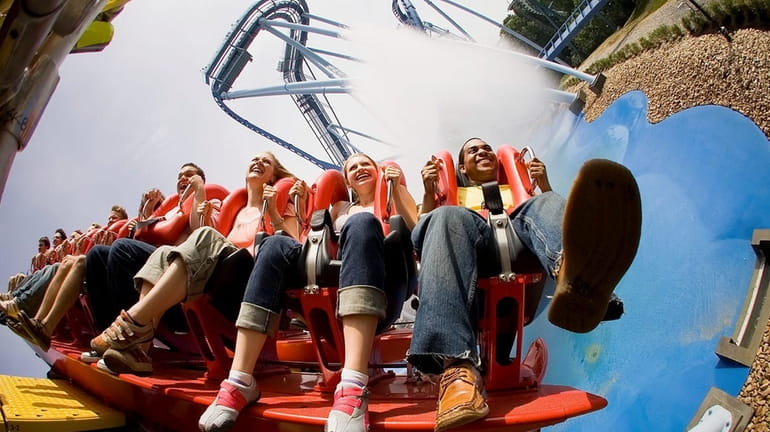 Griffon, the world's tallest, floorless dive coaster carries riders 205...