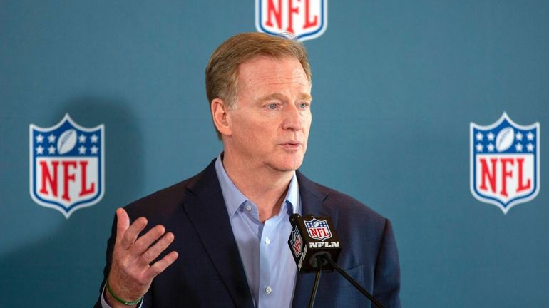 NFL Commissioner Roger Godell addresses the media at the NFL...