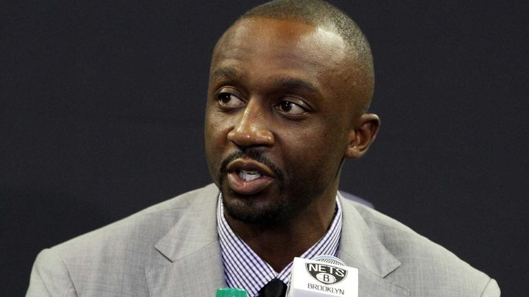 New Nets player Jason Terry speaks at a press conference...