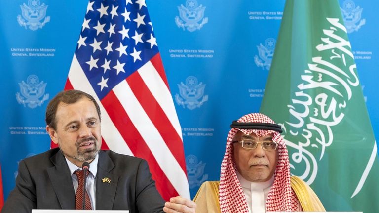 U.S. Special Envoy for Sudan Tom Perriello, left, sitting next...