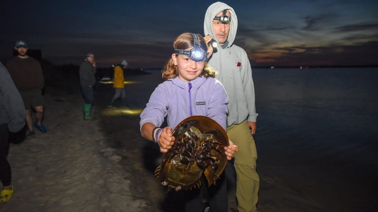 Maddy Mayer, 10, of Hampton Bays, and her father, Ken...