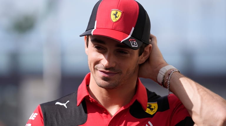 Ferrari's Monegasque driver Charles Leclerc arrives at the Yas Marina...