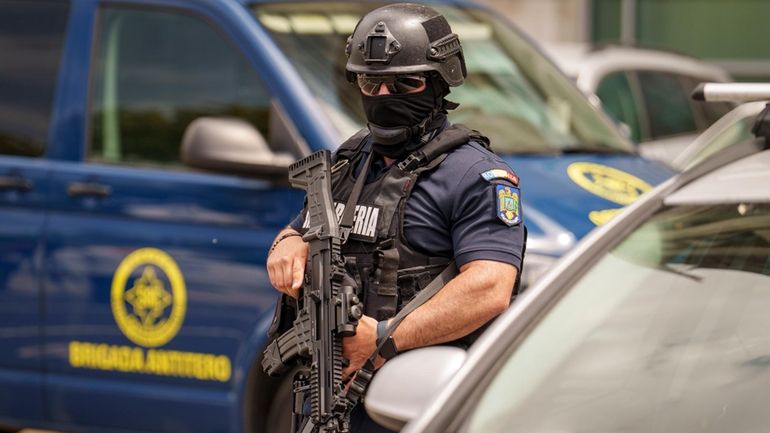 A member of a special unit of the Romanian gendarmerie...