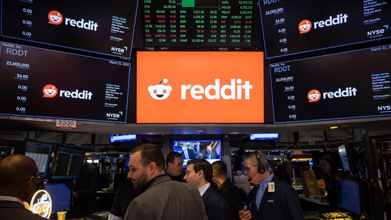 Reddit Inc. signage is seen on the New York Stock...