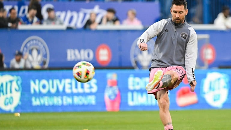 Inter Miami's Lionel Messi warms up for the team's MLS...