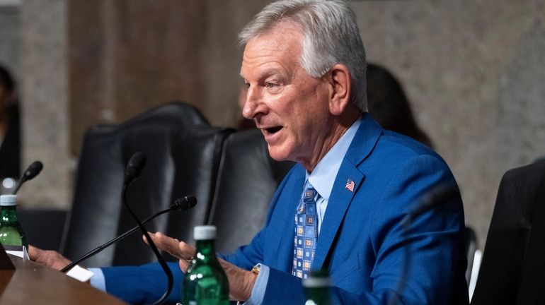 Sen. Tommy Tuberville, R-Ala., questions Navy Adm. Lisa Franchetti during...