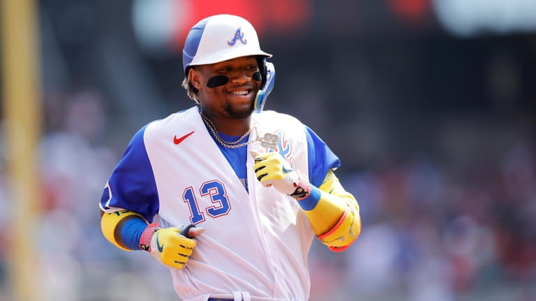 Atlanta Braves right fielder Ronald Acuna Jr. (13) is shown during