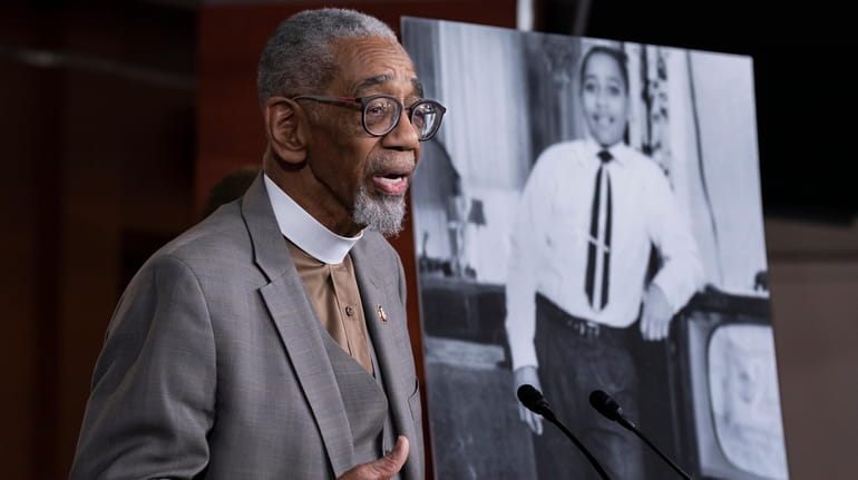Rep. Bobby Rush, D-Ill., speaks during a news conference about...