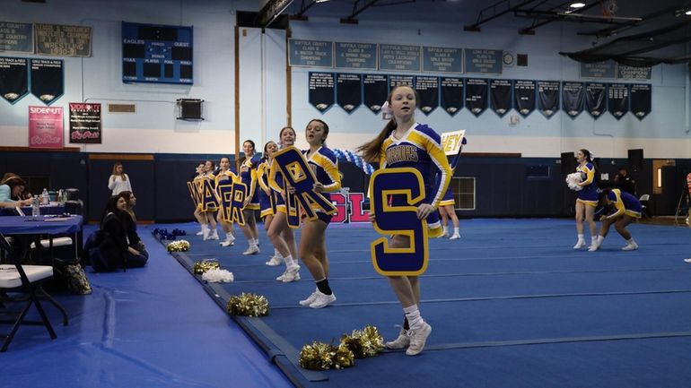 The Comsewogue Warriors compete at the Suffolk cheerleading contest at...