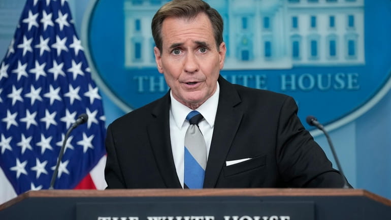 National Security Council spokesman John Kirby speaks during the daily...