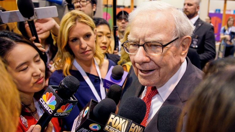 Warren Buffett, Chairman and CEO of Berkshire Hathaway, speaks to...