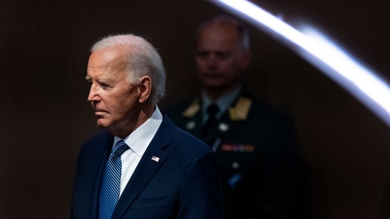 President Joe Biden arrives for the NATO summit in Washington,...