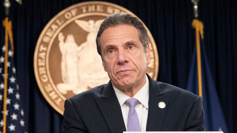 Gov. Andrew M. Cuomo during a news conference at his Manhattan...