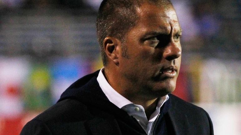 Cosmos head coach Giovanni Savarese looks on during the game...