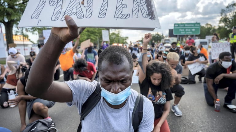 Protesters during a pro Black Lives Matter march in East...