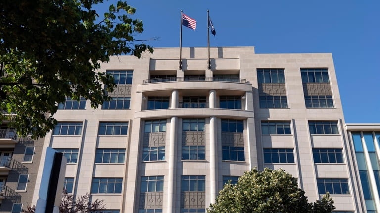 An American flag is seen upside down at the Heritage...