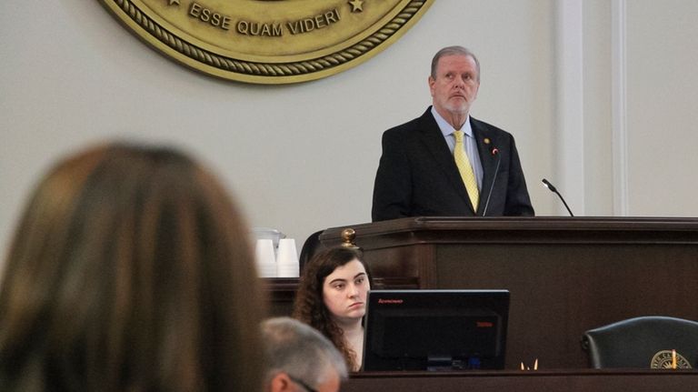 Republican North Carolina Senate leader Phil Berger presides over a...