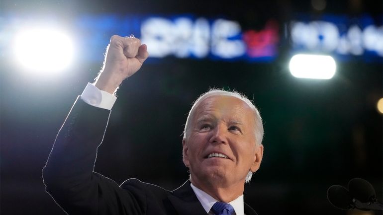 President Joe Biden speaks during the first day of Democratic...