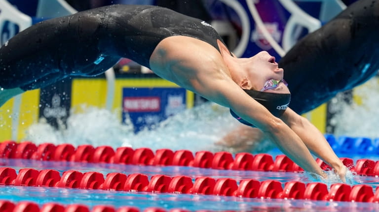 Regan Smith swims during a Women's 100 backstroke semifinals Monday,...