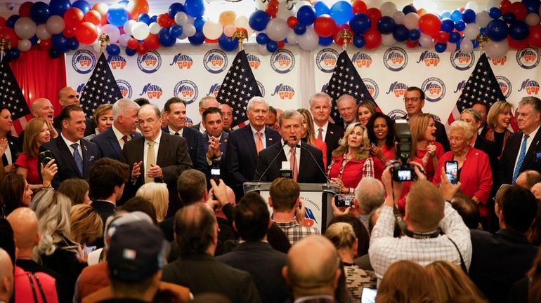 Nassau County Republican Chairman Joe Cairo addresses the crowd on...