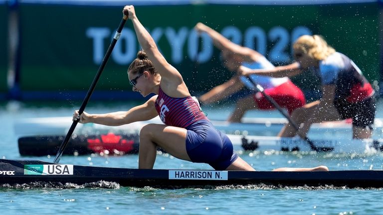 Nevin Harrison, of the United States, competes in the women's...