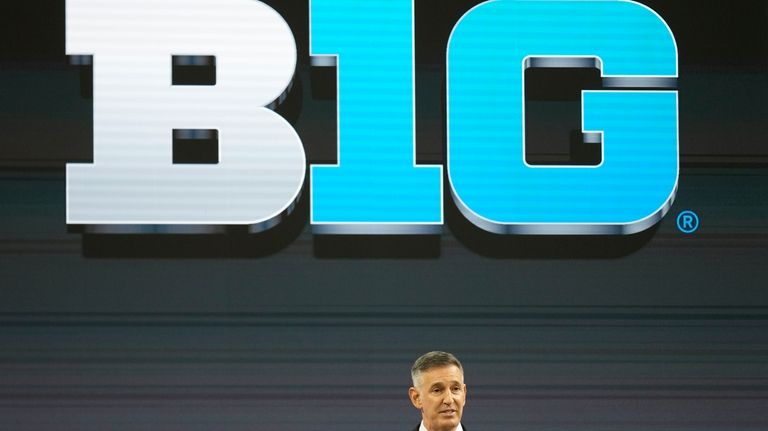 Big Ten Commissioner Tony Petitti speaks during an NCAA college...