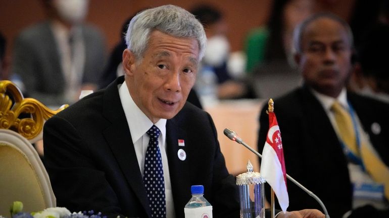 Singapore's Prime Minister Lee Hsien Loong speaks during ASEAN -...