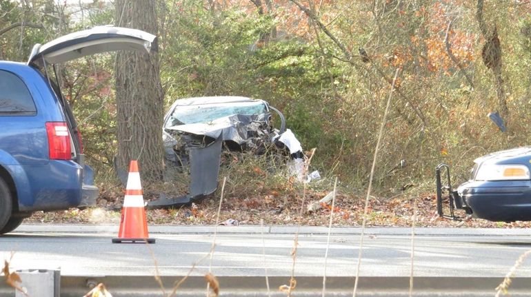 The scene of the fatal hit-and-run crash on the eastbound...