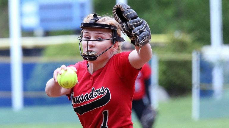 Long Island Lutheran's Skylar McCann allowed two earned runs on...