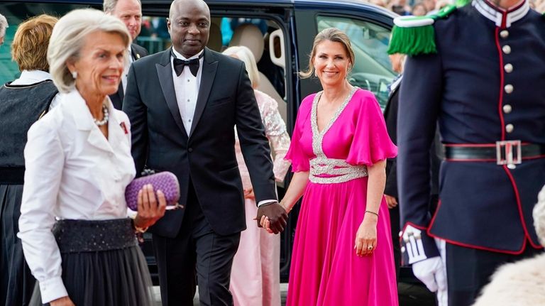 Norway's Princess Martha Louise and her fiance Durek Verrett arrive...