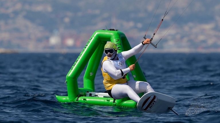 Valentin Bontus of Austria competes in the men's kite semifinal...