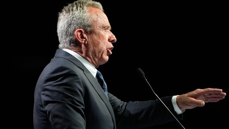 Independent presidential candidate Robert F. Kennedy Jr. speaks during a...