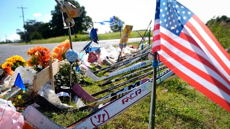 Shown is a makeshift memorial for NHL hockey player Johnny...