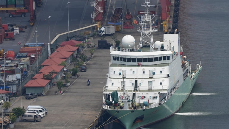 FILE- Chinese research ship Shi Yan 6 is seen berthed...