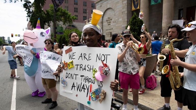 Milett Turner, class of 2027 dance major, protests outside of...