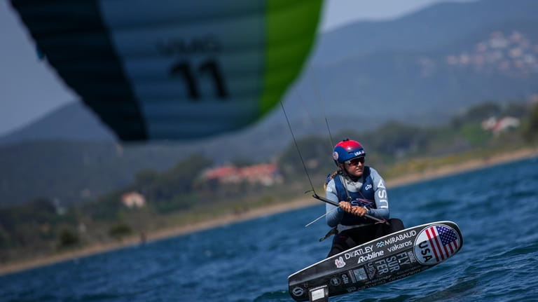 U.S. Olympic sailing team member Daniela Moroz kiteboards during a...