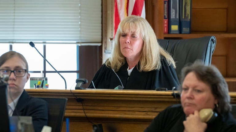 Judge Beverly Cannone listens during the Karen Read murder trial...