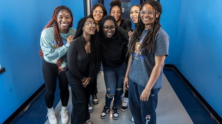 Malverne High School students and Girls Policy Network members, from...