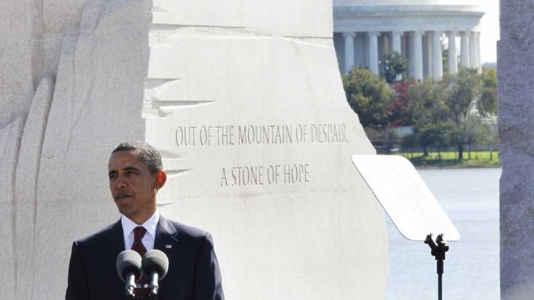 President Barack Obama speaks during the dedication of the Martin...