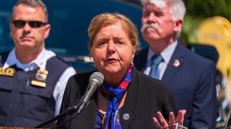 Nassau County District Attorney Anne Donnelly at a news conference...