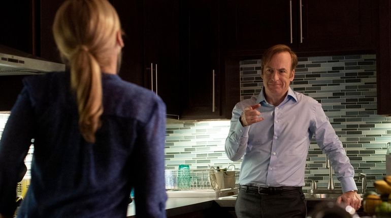 Bob Odenkirk as Jimmy McGill and Rhea Seehorn as Kim...