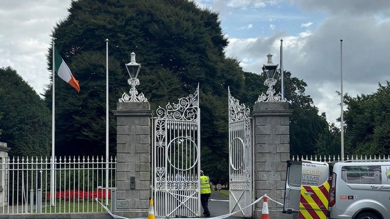 The gates at Dublin's Phoenix Park, the official residence of...