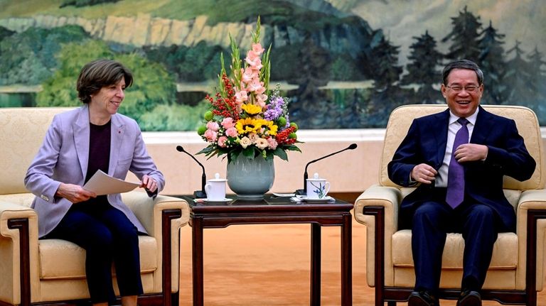 Chinese Premier Li Qiang, right, and French Foreign minister Catherine...