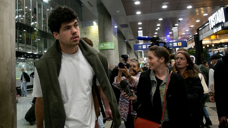 French rugby player Hugo Auradou arrives from Mendoza to the...