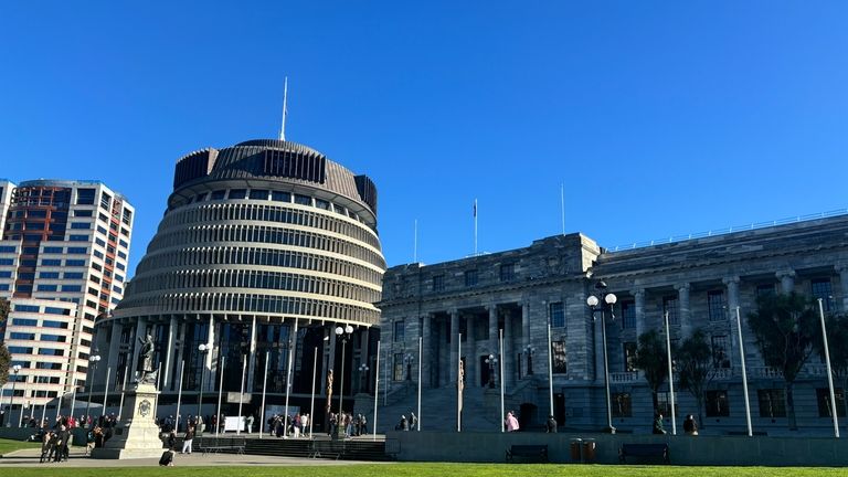 People arrive at Parliament in Wellington, New Zealand, on Wednesday,...