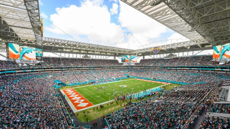 A general overall interior view of the Hard Rock Stadium...