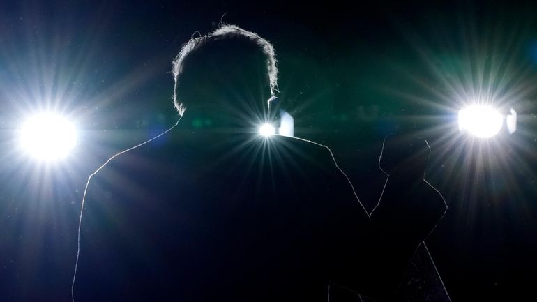 Republican presidential nominee former President Donald Trump speaks during a...