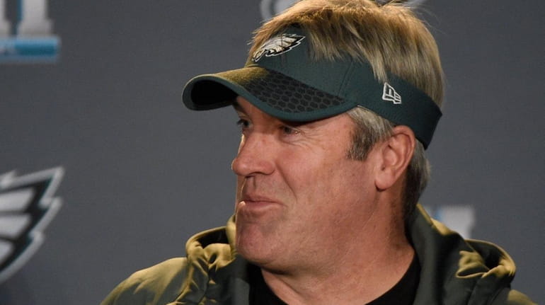 Eagles head coach Doug Pederson speaks during Super Bowl LII...