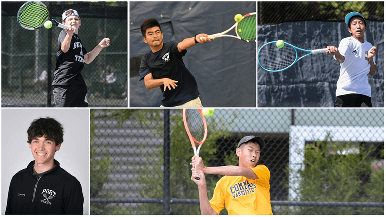 Clockwise from top left: Roslyn's Drew Hassenbein, Great Neck South's Albert Hu,...