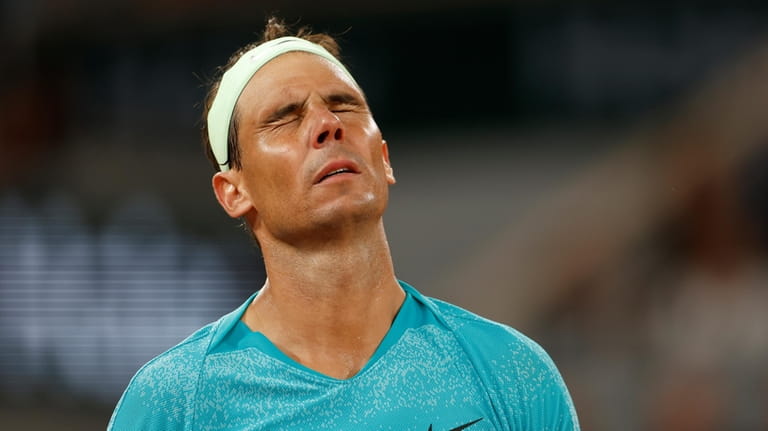 Spain's Rafael Nadal reacts as he plays against Germany's Alexander...